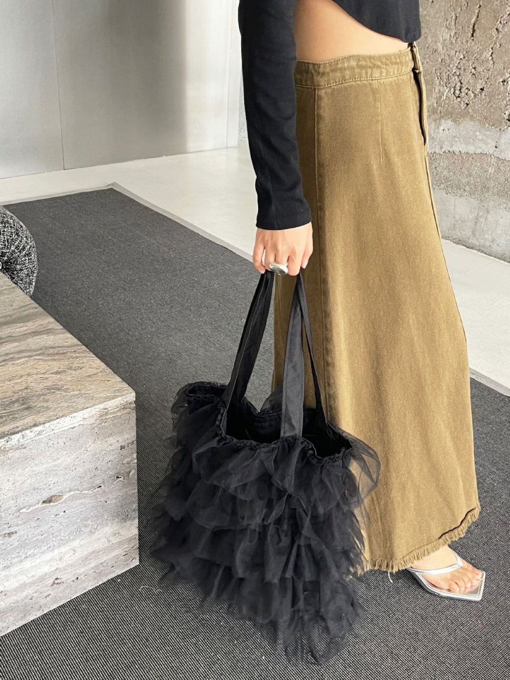 Tulle Ruffled Limited Sweet Pleated Large Capacity Women's Shoulder Bag