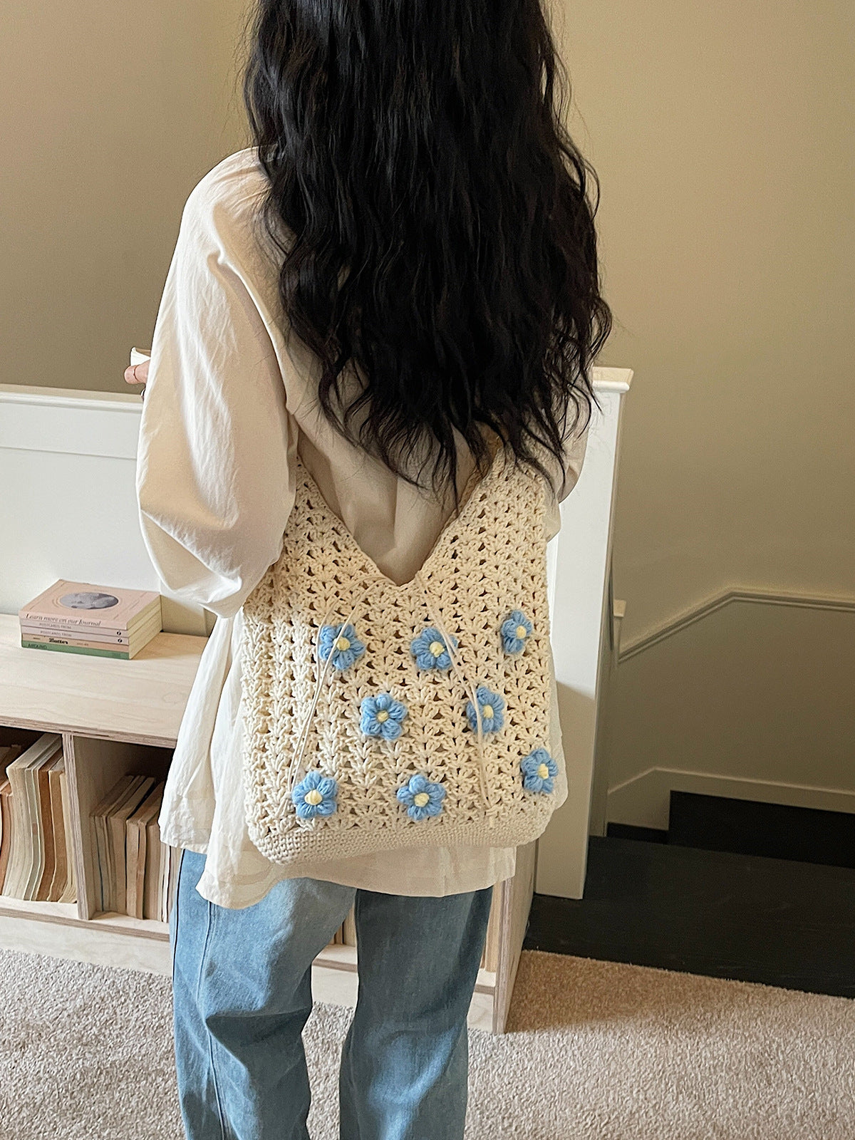 Women's Feeling Large Capacity Woven Summer Flower Pastoral Style Fresh Shoulder Bags