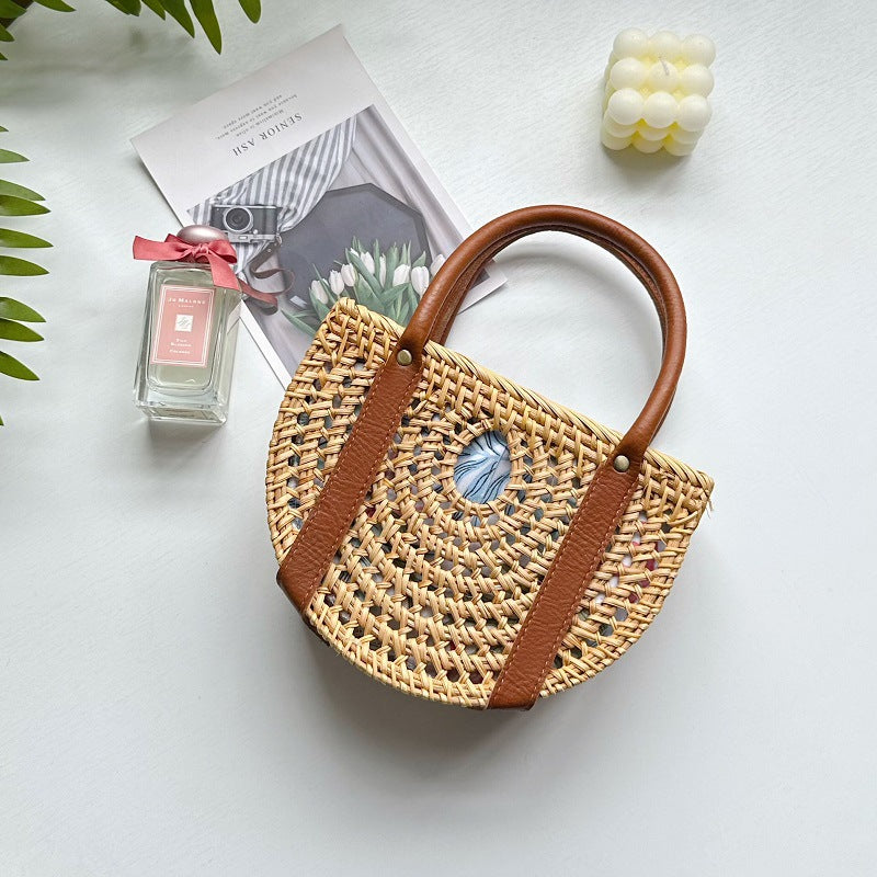 Women's Rattan Weave Holiday Picnic Clutch Fashion Fresh Women's Handbag
