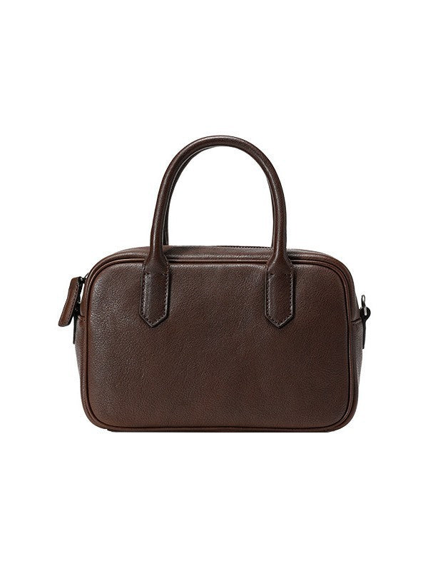Women's Wide Vegetable Tanning Leather Versatile Bowling Small Square Bag