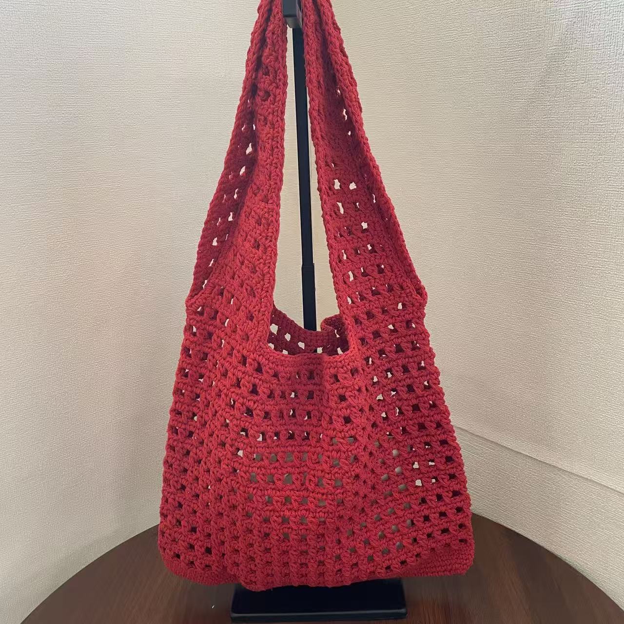 Women's Commuter Woven Hollow Out Knitted Mesh Beach Bags