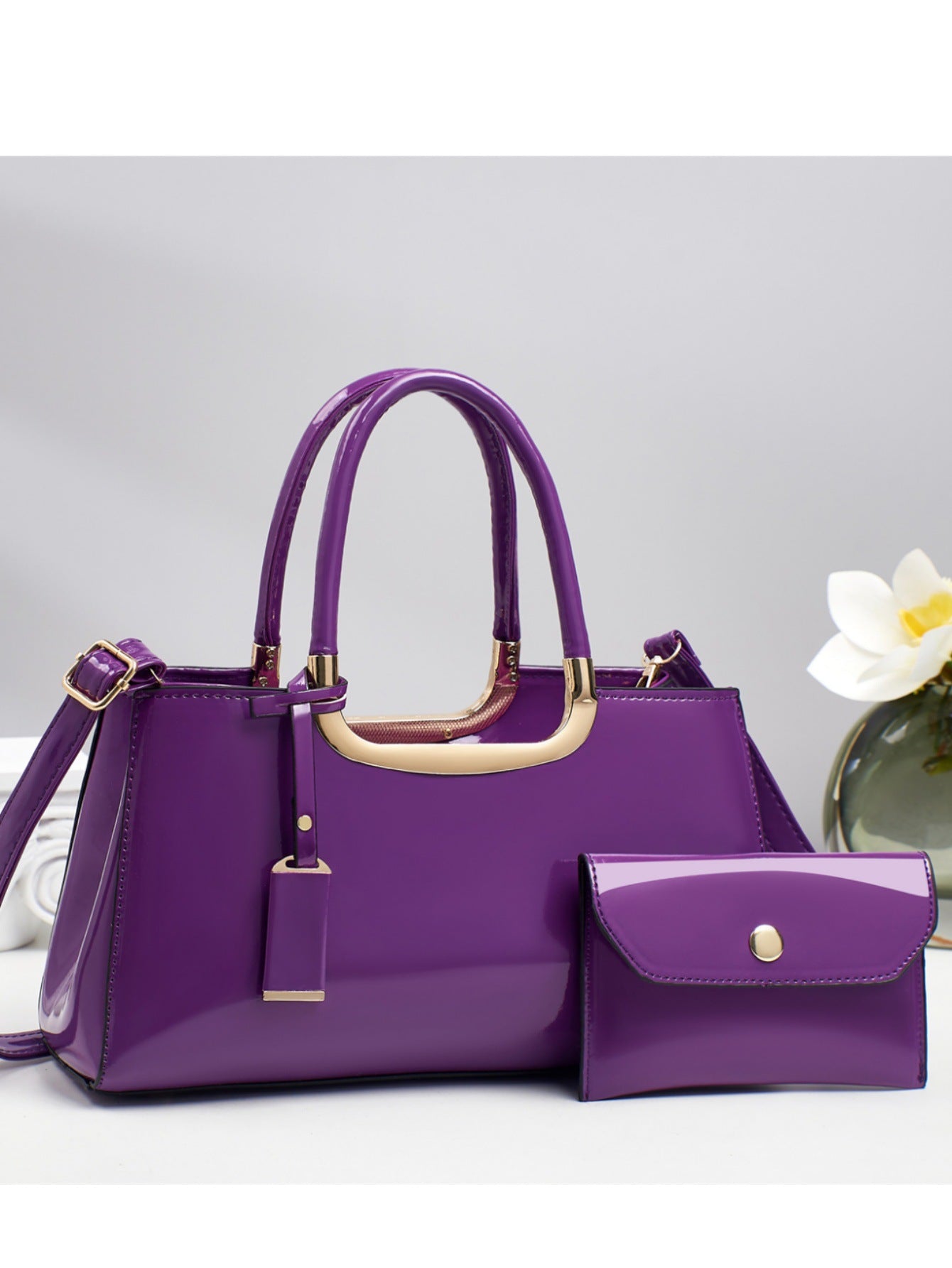 Women's Large Capacity Textured Bright Leather Light Women's Handbag