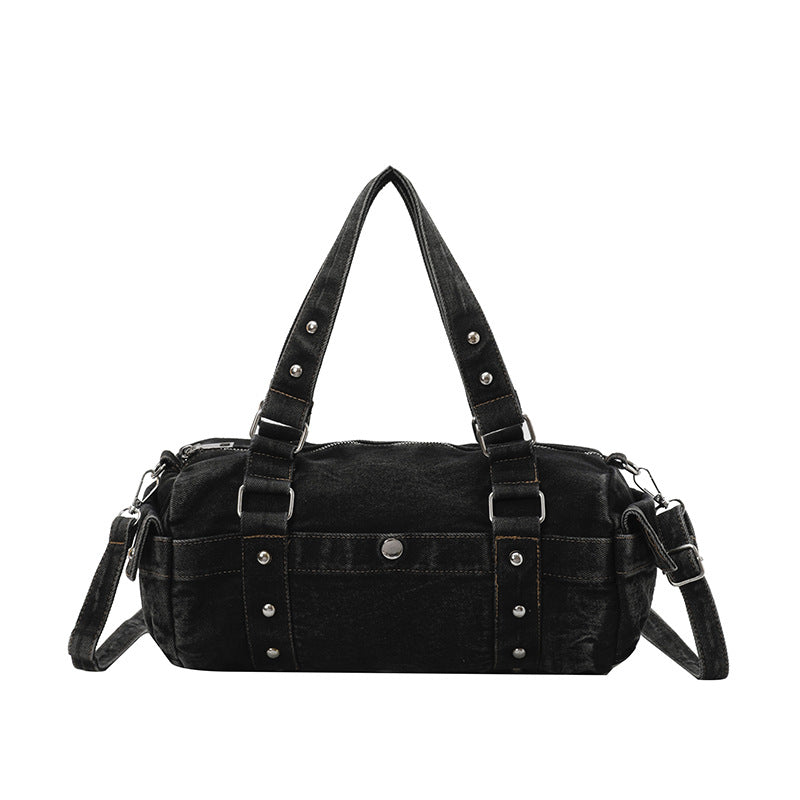 Women's Fashion Popular Rivet Motorcycle Retro Large Capacity Jeans Women's Shoulder Bag