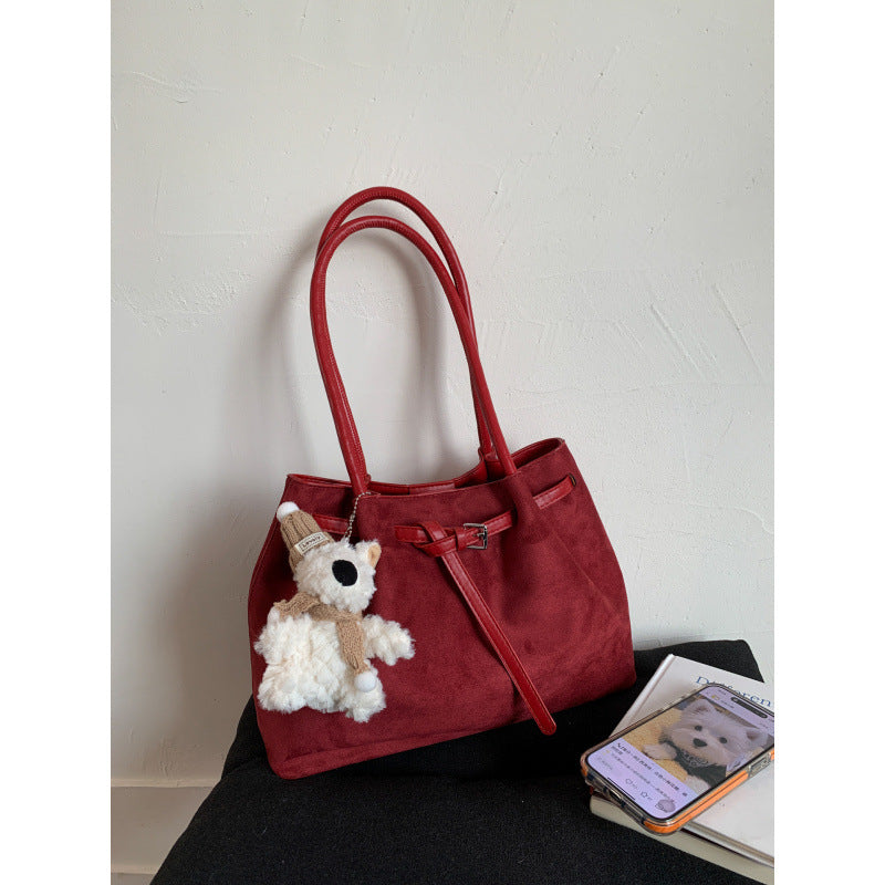Women's Vintage Large Capacity Suede Commuter Portable Women's Shoulder Bag