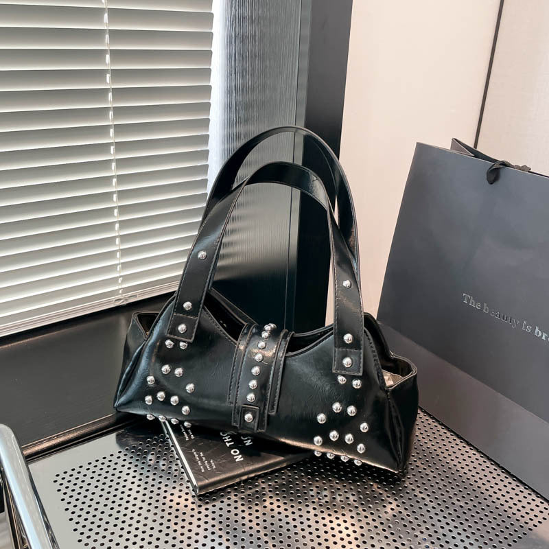 Street Punk Oil Wax Leather Underarm Hot Women's Shoulder Bag