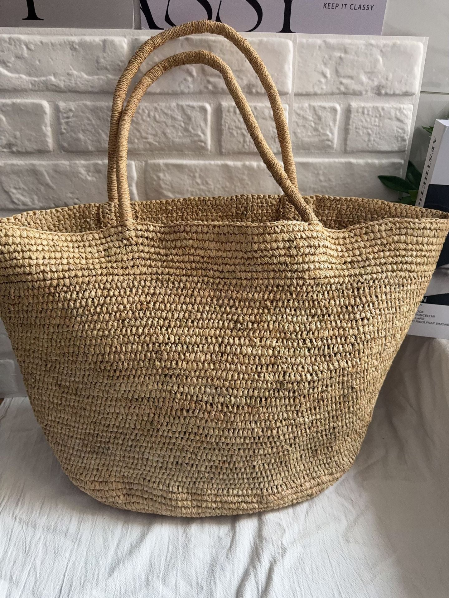 Lady Raffia Hand-woven Fashion Simple Seaside Vacation Shoulder Bags