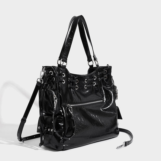 Niche Rivet Drawstring Commuter Large Capacity Women's Shoulder Bag