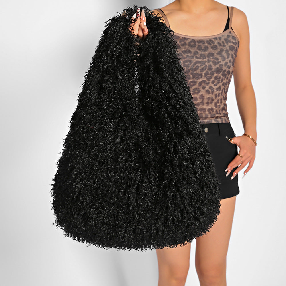 Plush Large Capacity Imitated Tibet Sheep Bags
