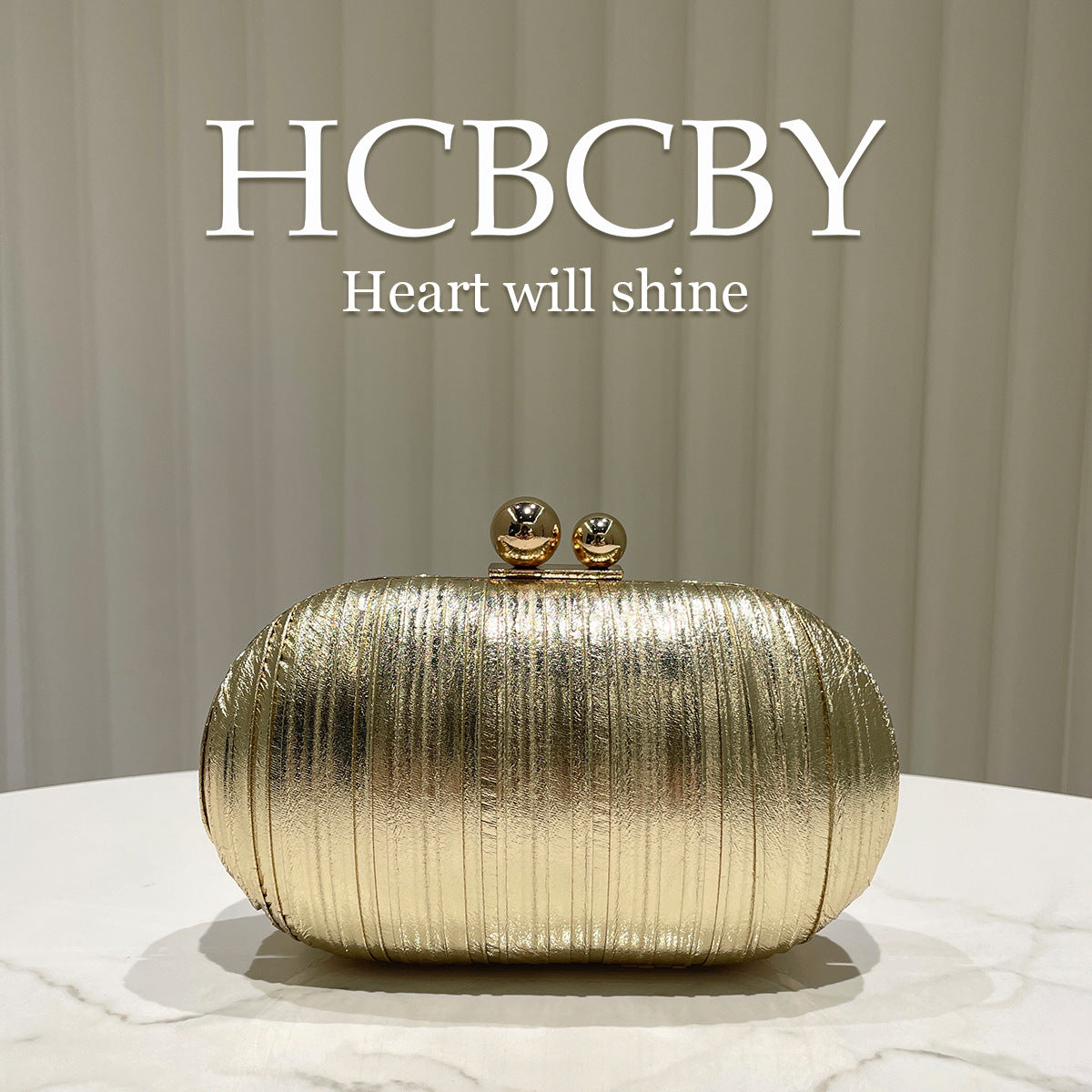 Women's Gold Simple Reflective Leather Fashionable Elegant Clutch Dinner Bag