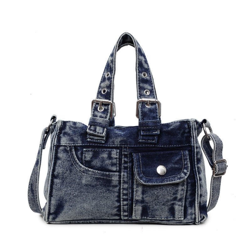 Women's Retro French Denim Texture Large Capacity Women's Shoulder Bag
