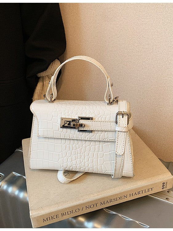 Women's Retro Simple Crocodile Pattern Kelly Contrast Color Texture Small Square Bag