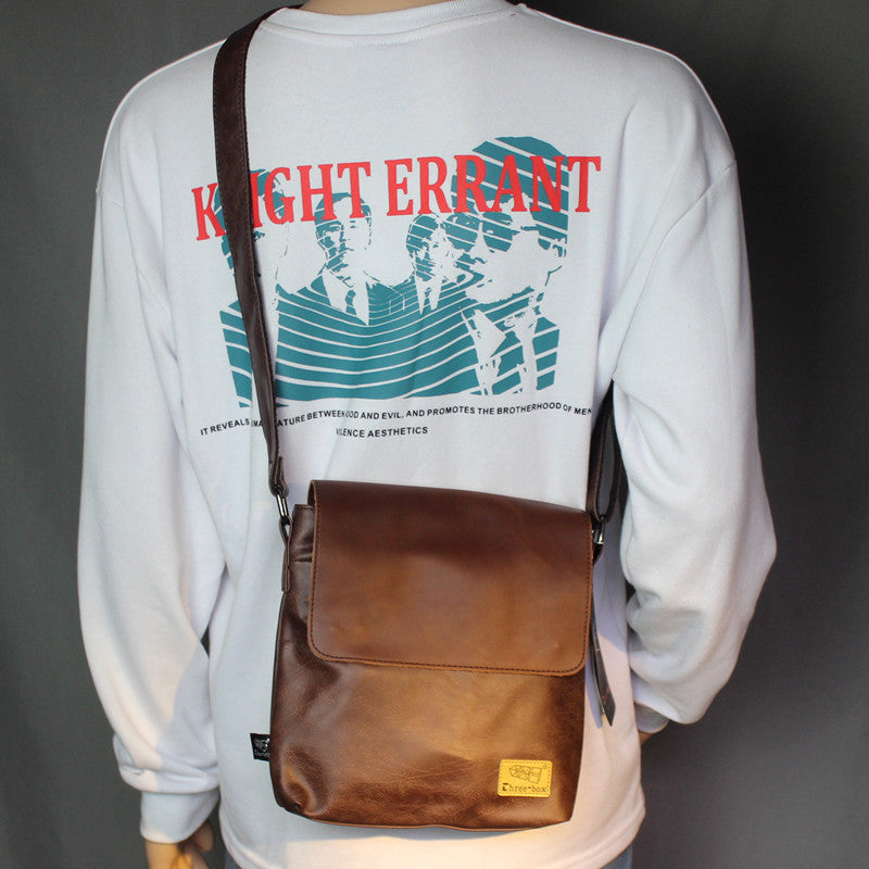 Men's Fashion Crazy Horse Leather Vertical Soft Men's Shoulder Bag