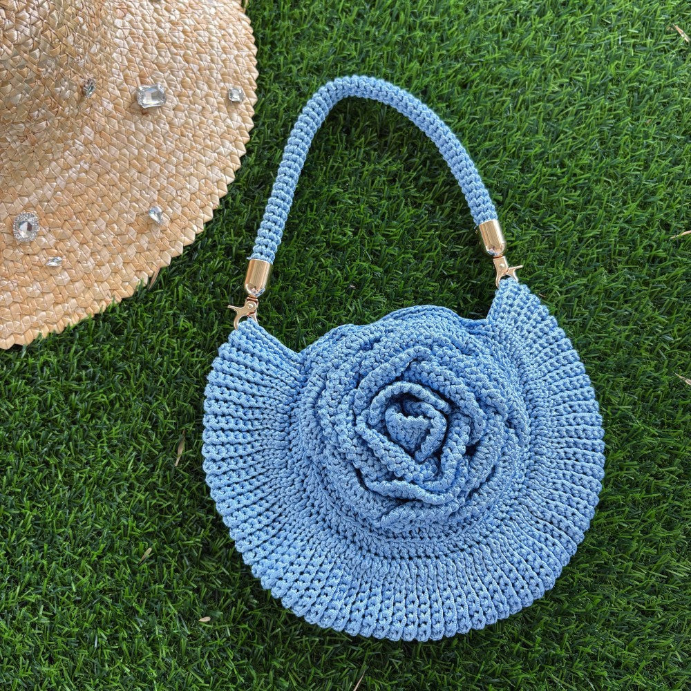 Fashionable Hand-woven Flower Pastoral Picnic Style Design Simple Women's Handbag