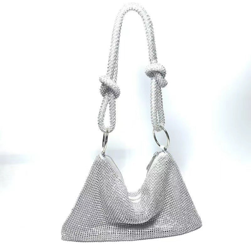 Knotted Rhinestone Handmade Full Diamond Underarm Dinner Bag