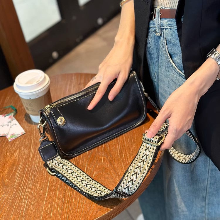 Women's Popular Leather White Summer High Sense Niche Small Square Bag