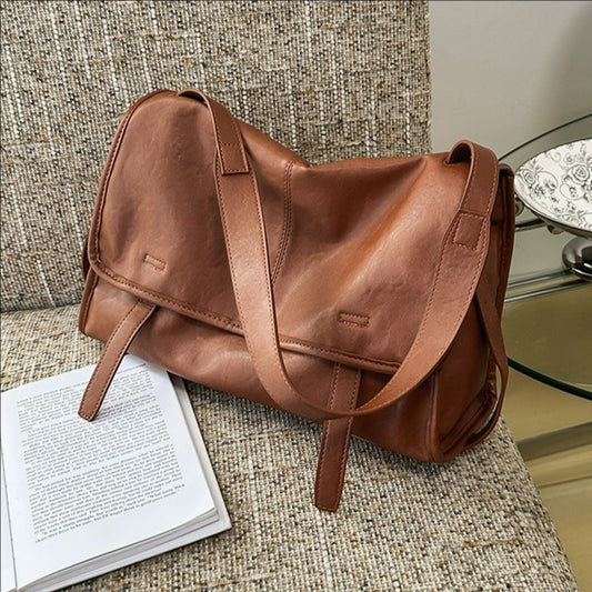 Women's Luxury Plant Kneading Leather Large Capacity Loose Feeling Single Bags