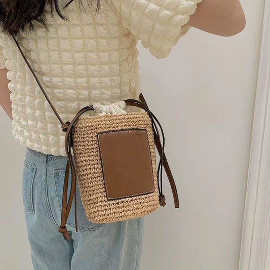 Raffia Cylinder Straw Hand-woven Seaside Vacation Women's Messenger Bag