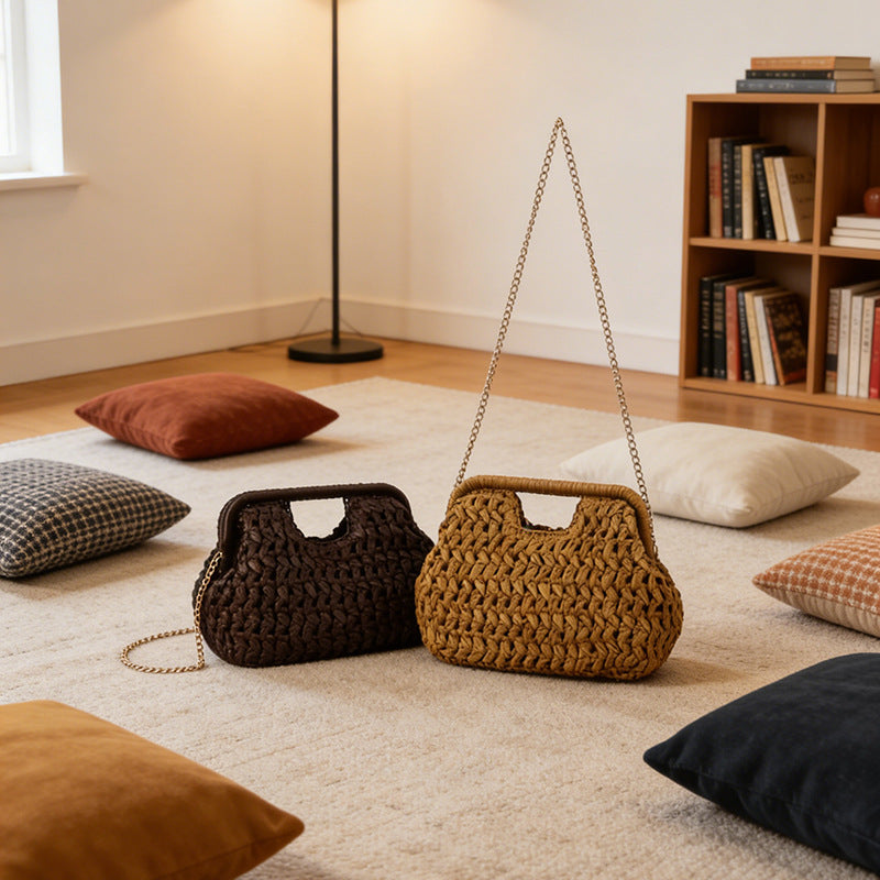 Women's Minority Fashion Knitted Design Portable Fashionable Women's Messenger Bag