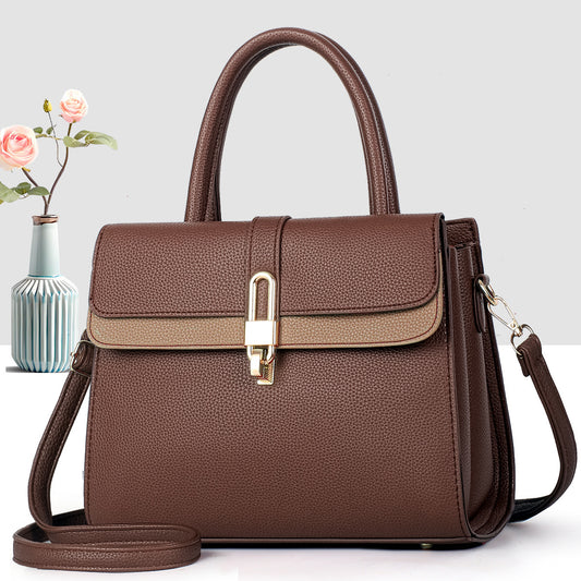 Women's High-grade Stitching Portable Light Luxury Lychee Bags