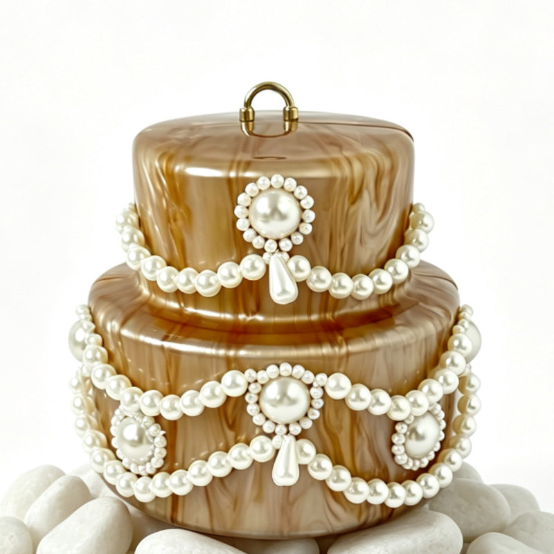 Women's Cake Acrylic Dinner Candy Color Trend Pearl Handbags