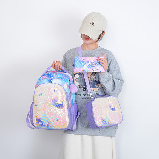 Children's Three-piece Unicorn Commuter Large Capacity Primary School Bag