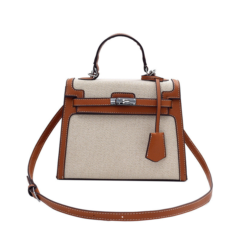 Women's High-grade Retro Portable Kelly Linen Stitching Women's Handbag