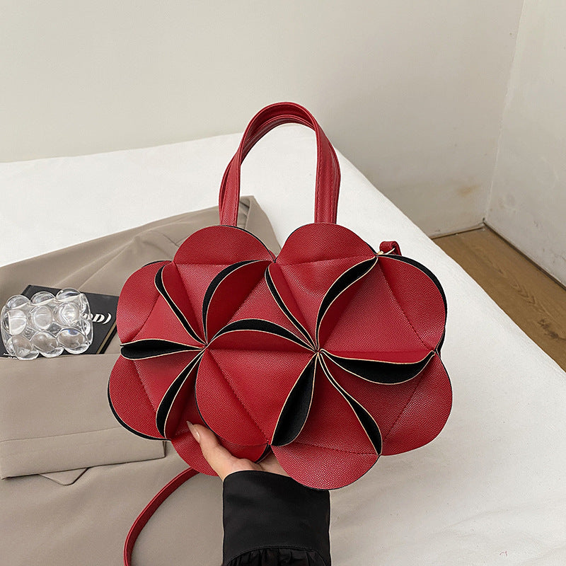 Women's Fancy Design Cute Flowers Dinner Shape Pleated Bags
