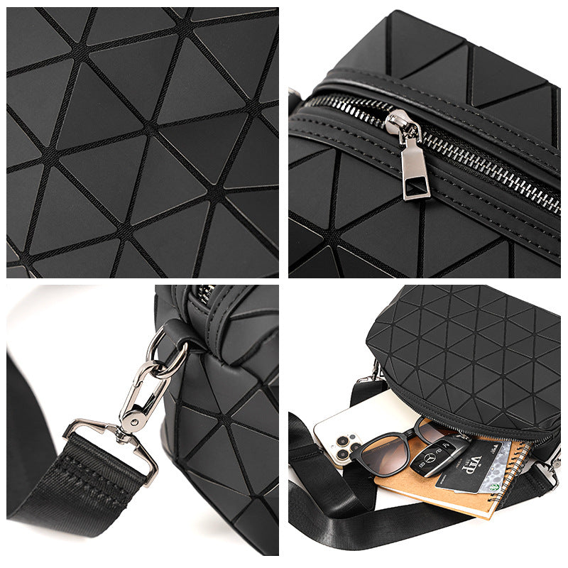 Fashion Geometric Diamond Pattern Unisex Street Men's Shoulder Bag