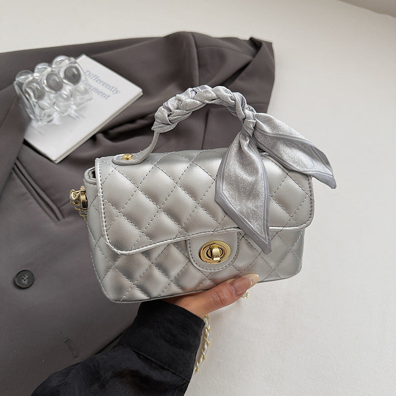 Women's Good-looking Embroidery Thread Rhombus Chain Simple Fashion Women's Shoulder Bag