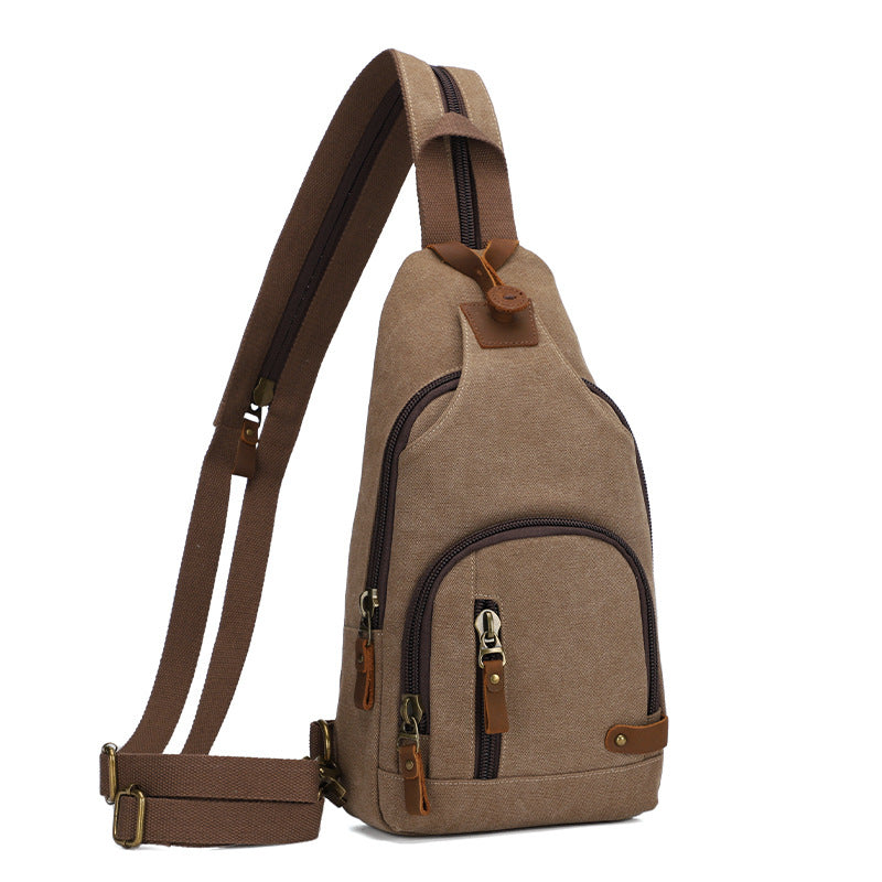 Men's Trend Canvas Multifunctional Niche One Two Men's Chest Bag