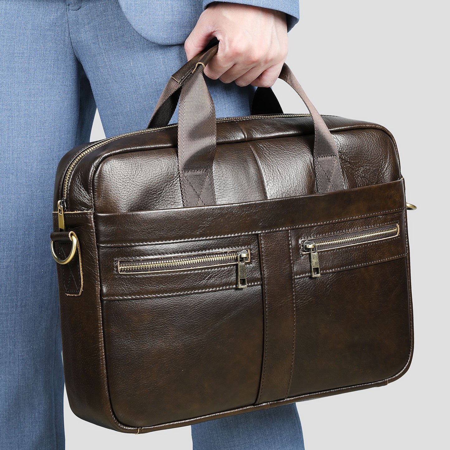 Men's Leather Business First Layer Cowhide Portable Men's Briefcase