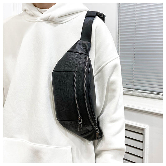 Men's Business Commute Outing First Layer Cowhide Men's Fanny Pack