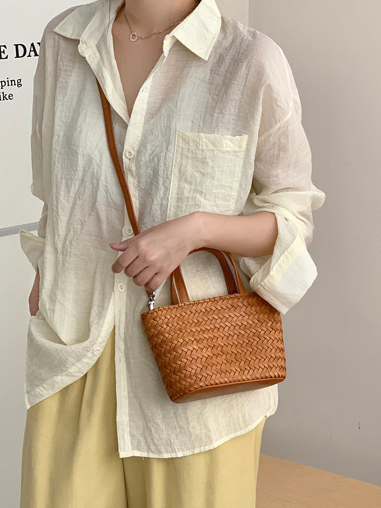 Women's Vacation Style Portable Handmade First Layer Women's Handbag