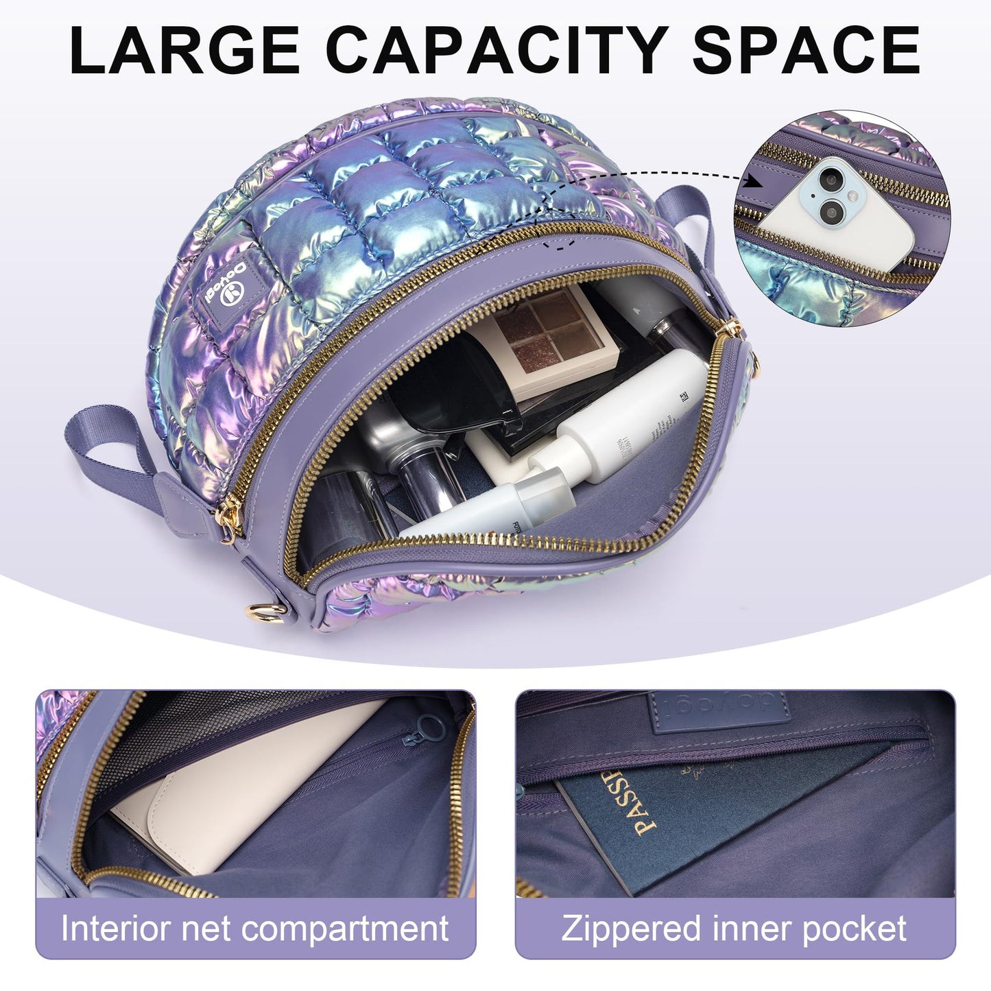 Women's Capacity Rhombus Portable Puff Cloud Double Women's Shoulder Bag