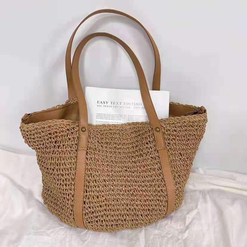 Women's Spring Vegetable Basket Knitted Straw Holiday Women's Shoulder Bag