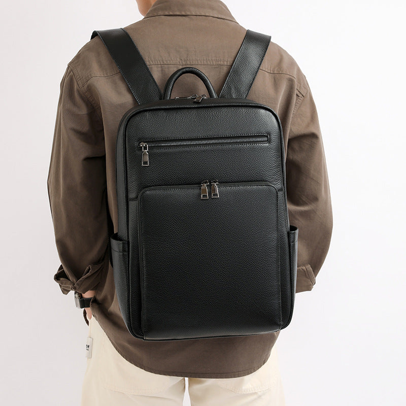 Men's Leather Large Capacity First Layer Business Leisure Backpack