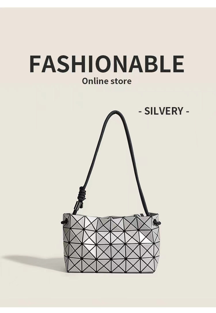 Women's Geometric Diamond Pattern Drawstring Trend Women's Shoulder Bag