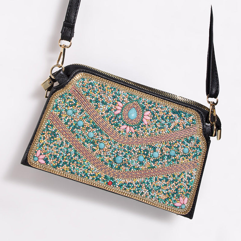 Women's Bohemian Style Bead Shell Flower Trip Bags