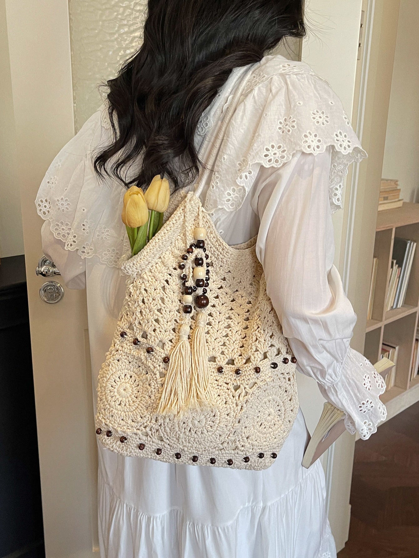 Large Capacity Underarm Chinese Style Knitted Women's Shoulder Bag