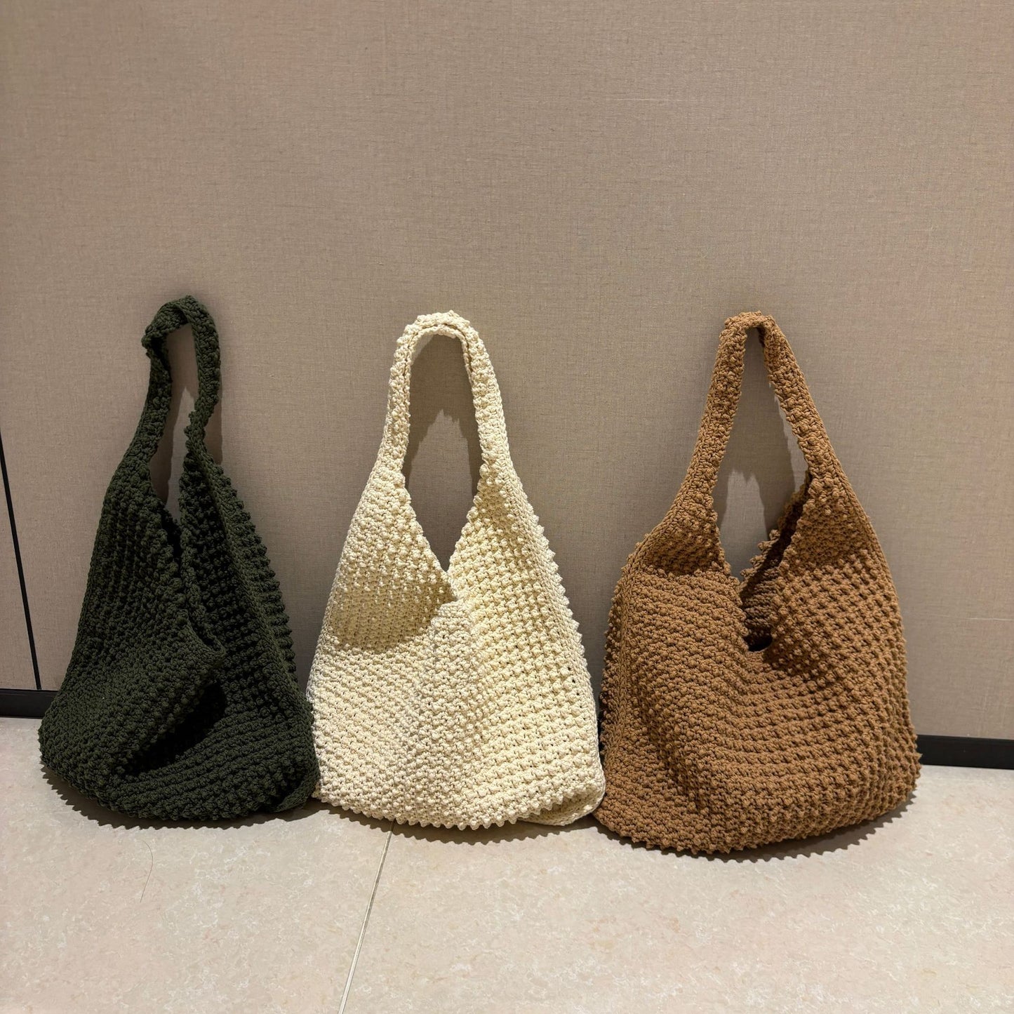 Underarm Large Capacity Solid Color Cotton Women's Shoulder Bag