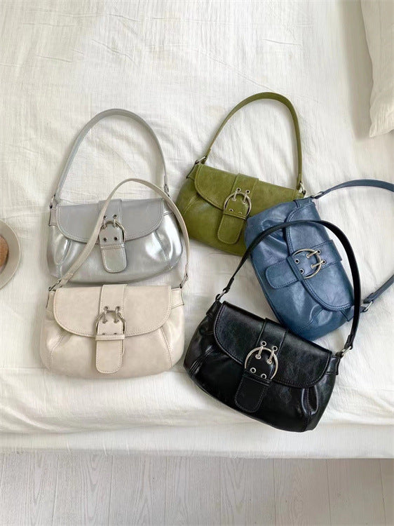 Flip Solid Color Korean Fashion Pleated One Women's Shoulder Bag