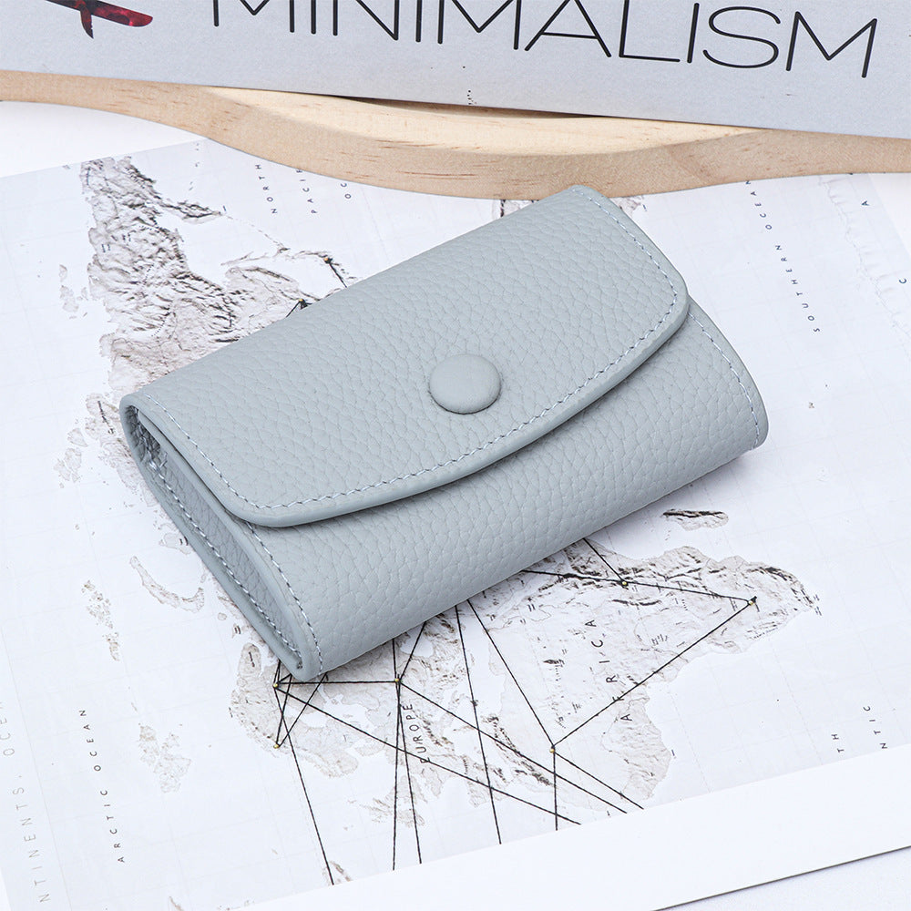 Women's Layer Cowhide Mini Folding Change Certificate Storage Leather Ladies Wallet