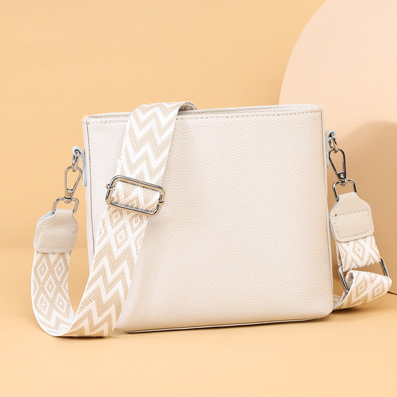 Women's Genuine Leather Niche Solid Color Broadband Top Layer Bags
