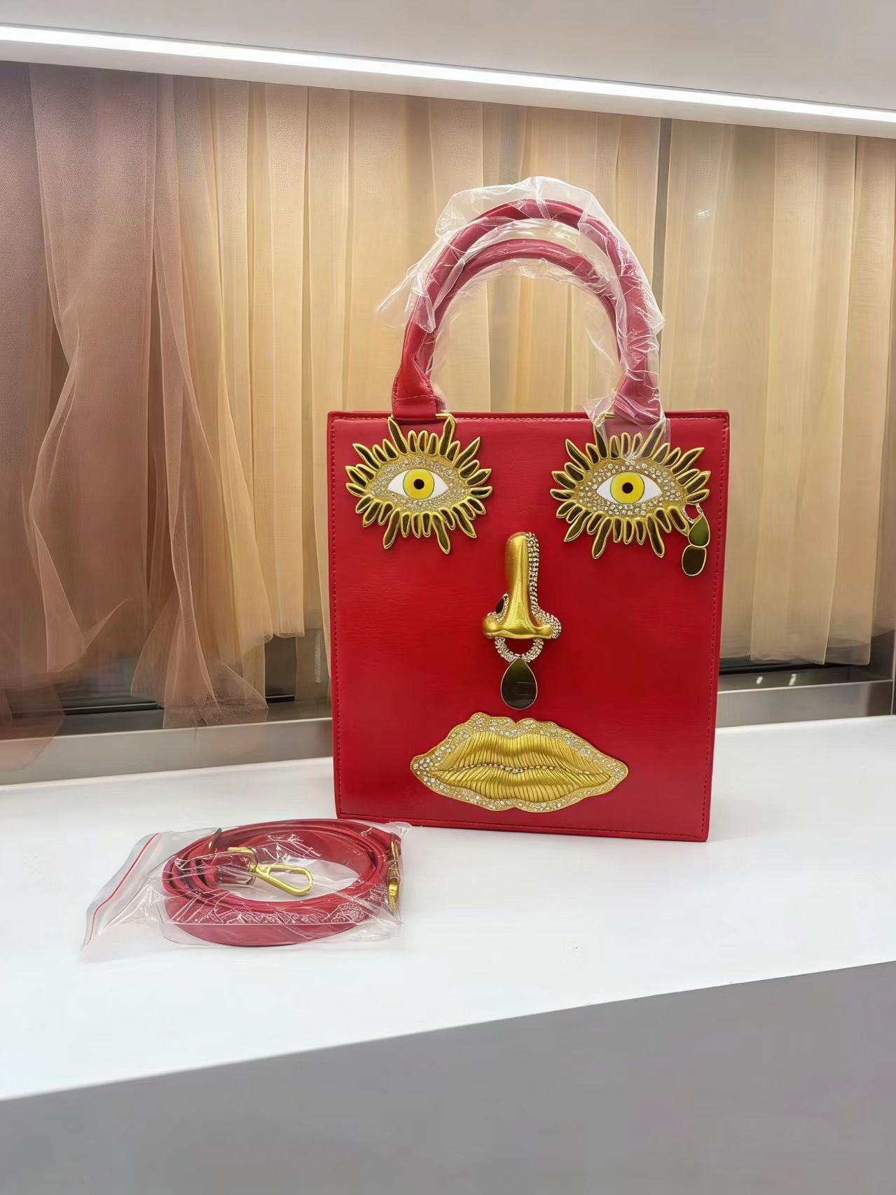 Women's Face Popular Sier Patent Leather Simple Handbags