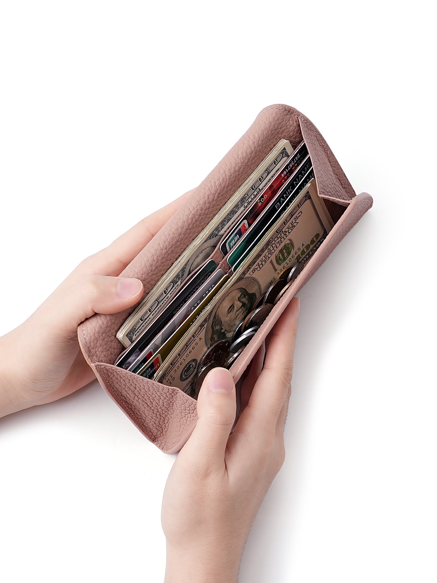 Women's Genuine Leather Long Clutch Design Exquisite Ladies Wallet