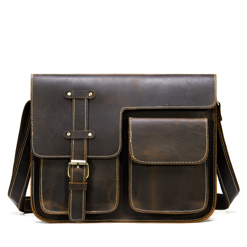 Men's Leather Fashion Crazy Horse First Layer Cowhide Men's Shoulder Bag