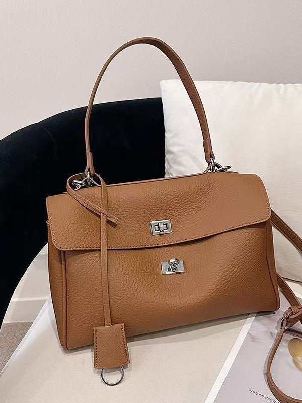 Women's Textured Lychee Pattern Soft Leather Large Bags