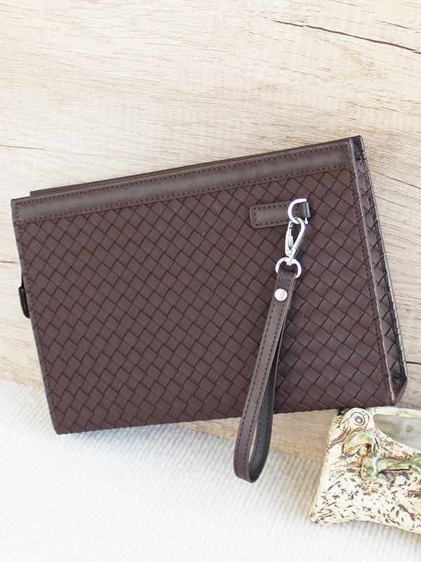 Men's Woven Pattern Large Capacity Business Envelope Men's Clutch