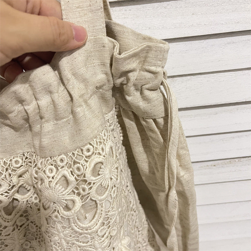 Artistic Cotton Linen Adjustable Cloth Lazy Lace Women's Shoulder Bag