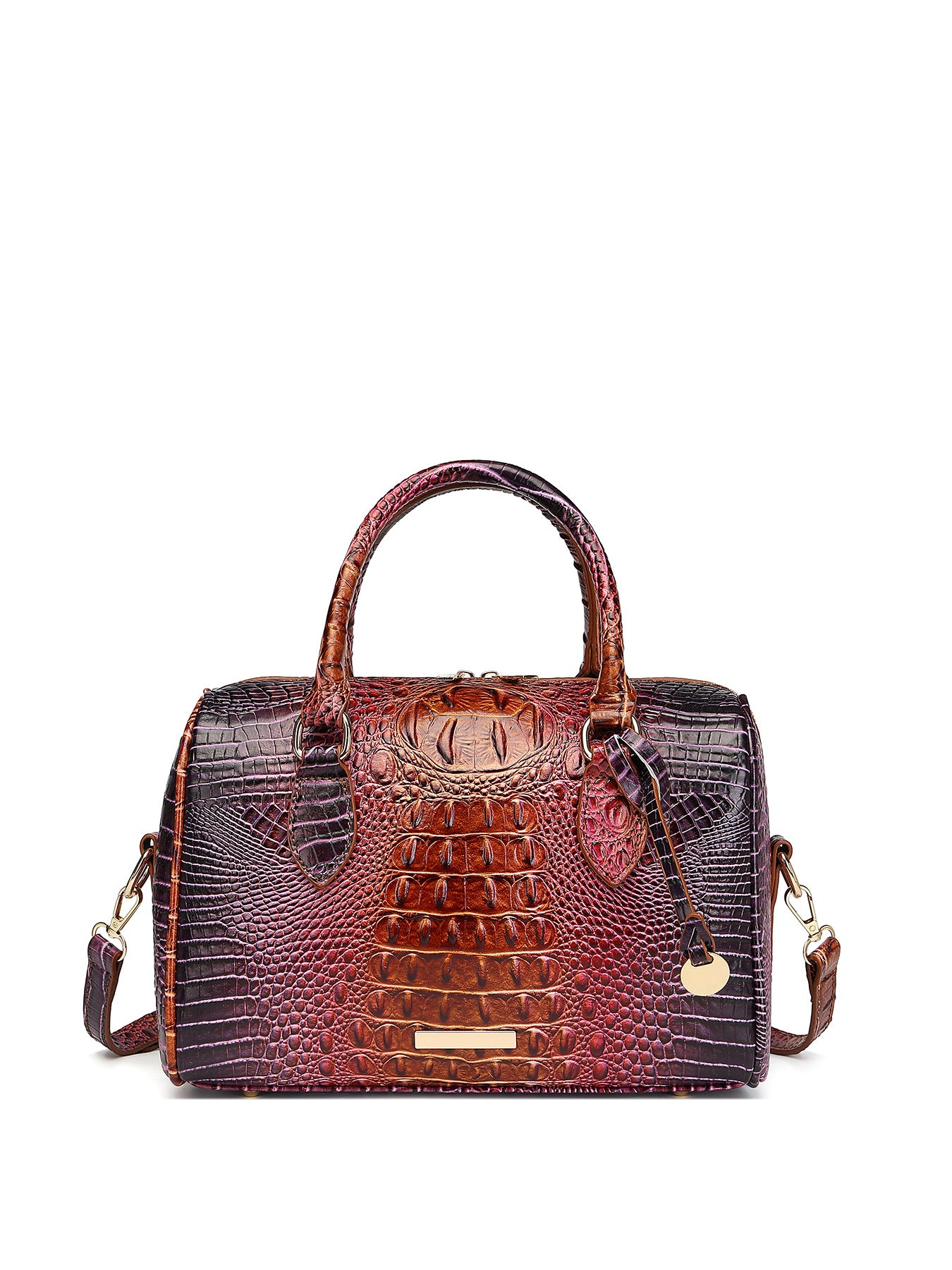 Women's Portable Underarm Vintage Brahmin Crocodile Pattern Bags